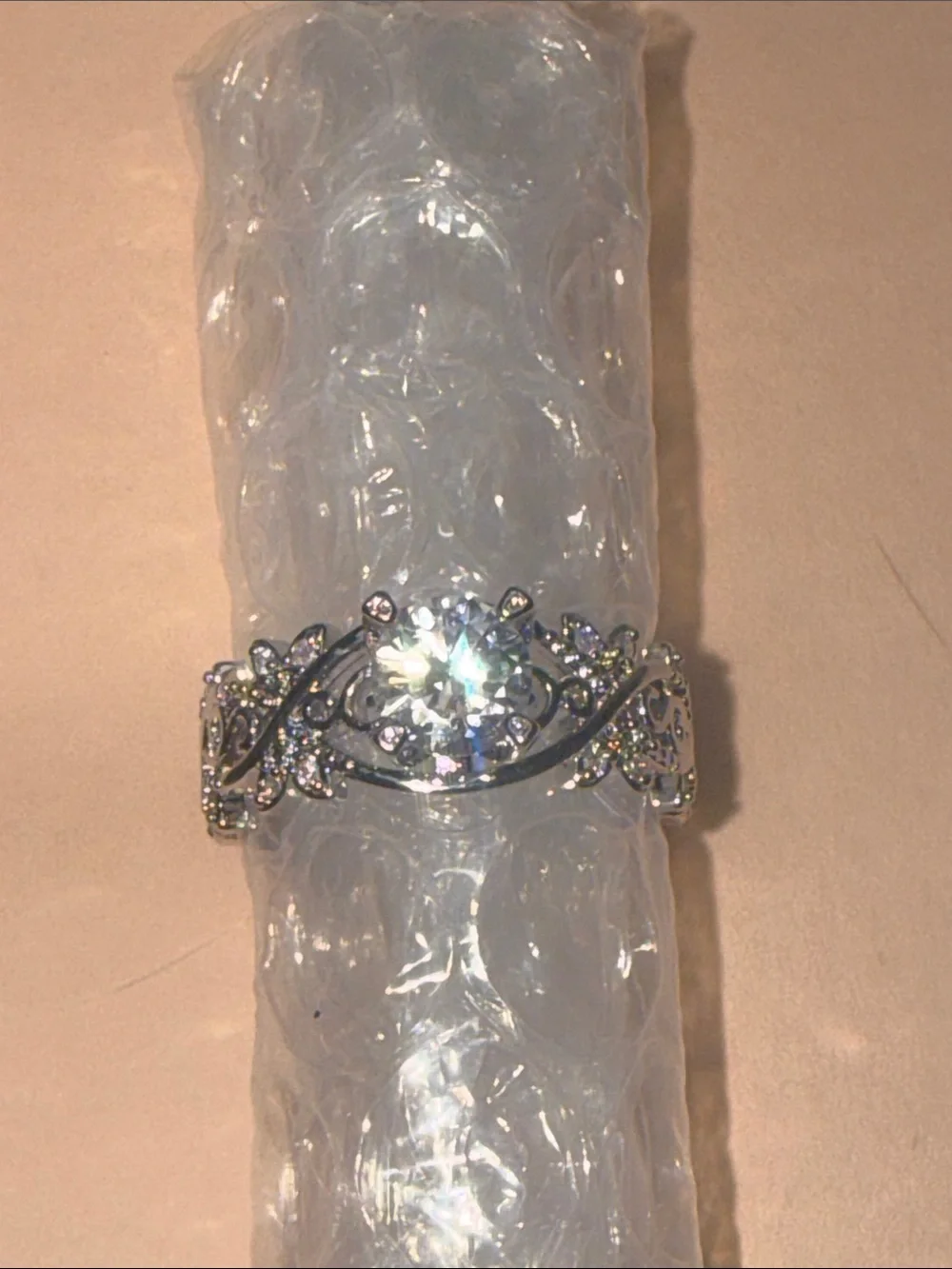 GRA CERTIFIED MOISSANITE DIAMOND 1CT silver baked Filigree Engagement Ring